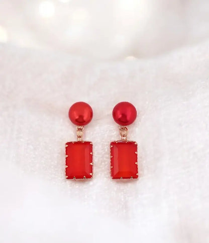 Fiery Red Statement Drop Earrings