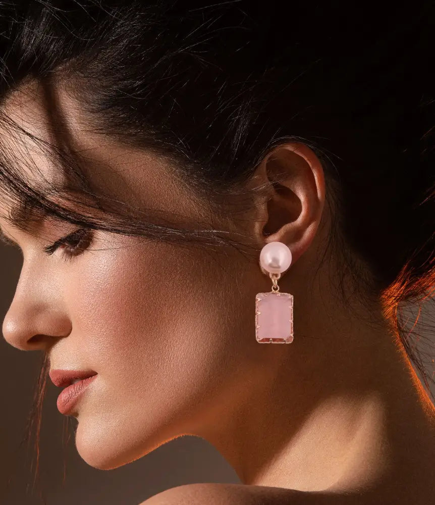 Blush Pink Pearl Drop Earrings
