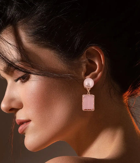 Blush Pink Pearl Drop Earrings