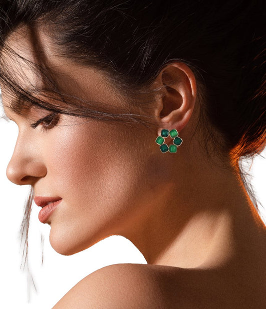 Green Glamour Stud Earrings