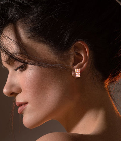 Elegant Rose Gold Multicolor Gemstone Earrings