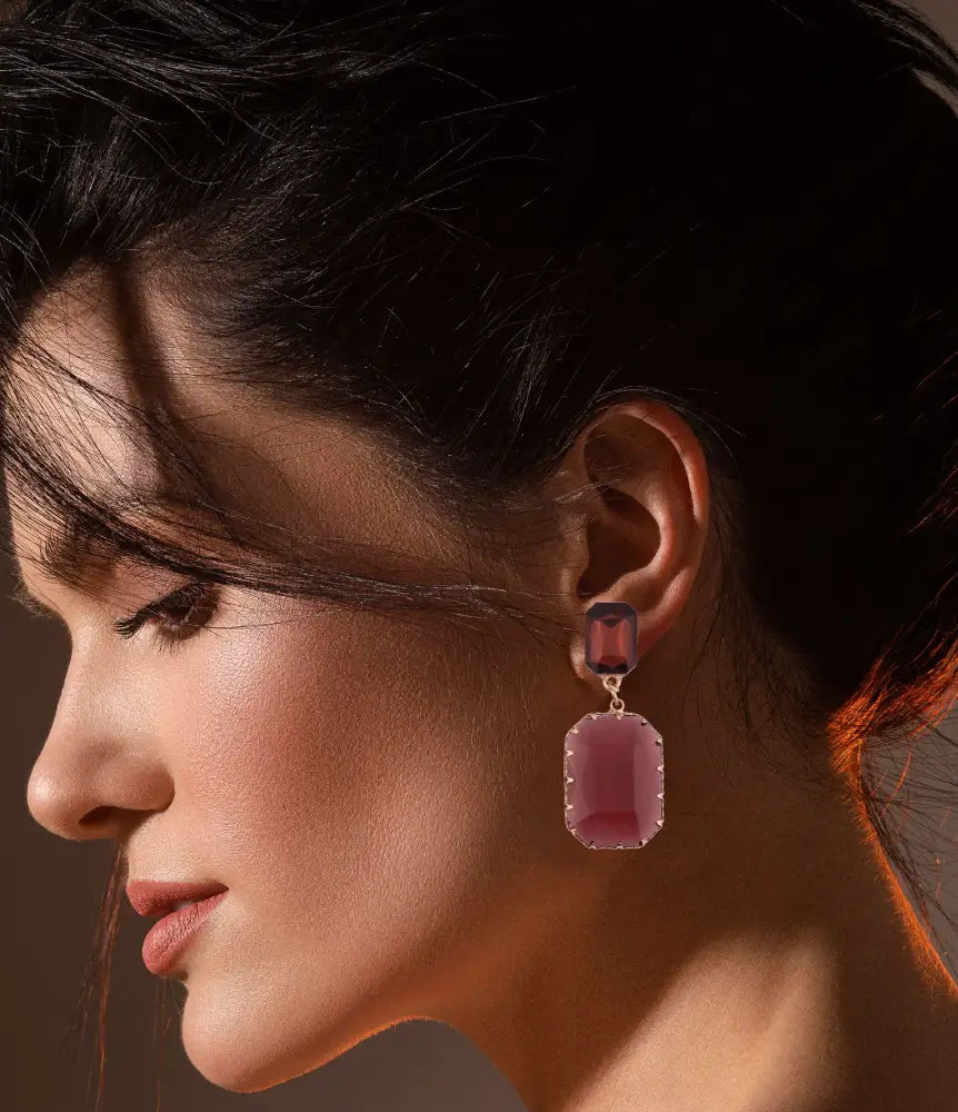 Elegant Purple Crystal Drop Earrings
