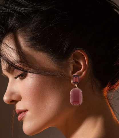 Elegant Purple Crystal Drop Earrings