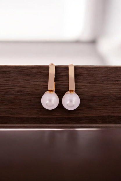Elegant Gold-Plated Pearl Drop Earrings - Amulya Gems