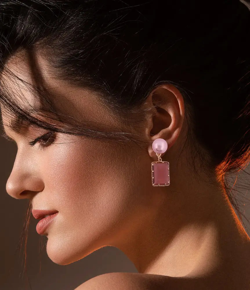 Elegant Rose Blush Drop Earrings