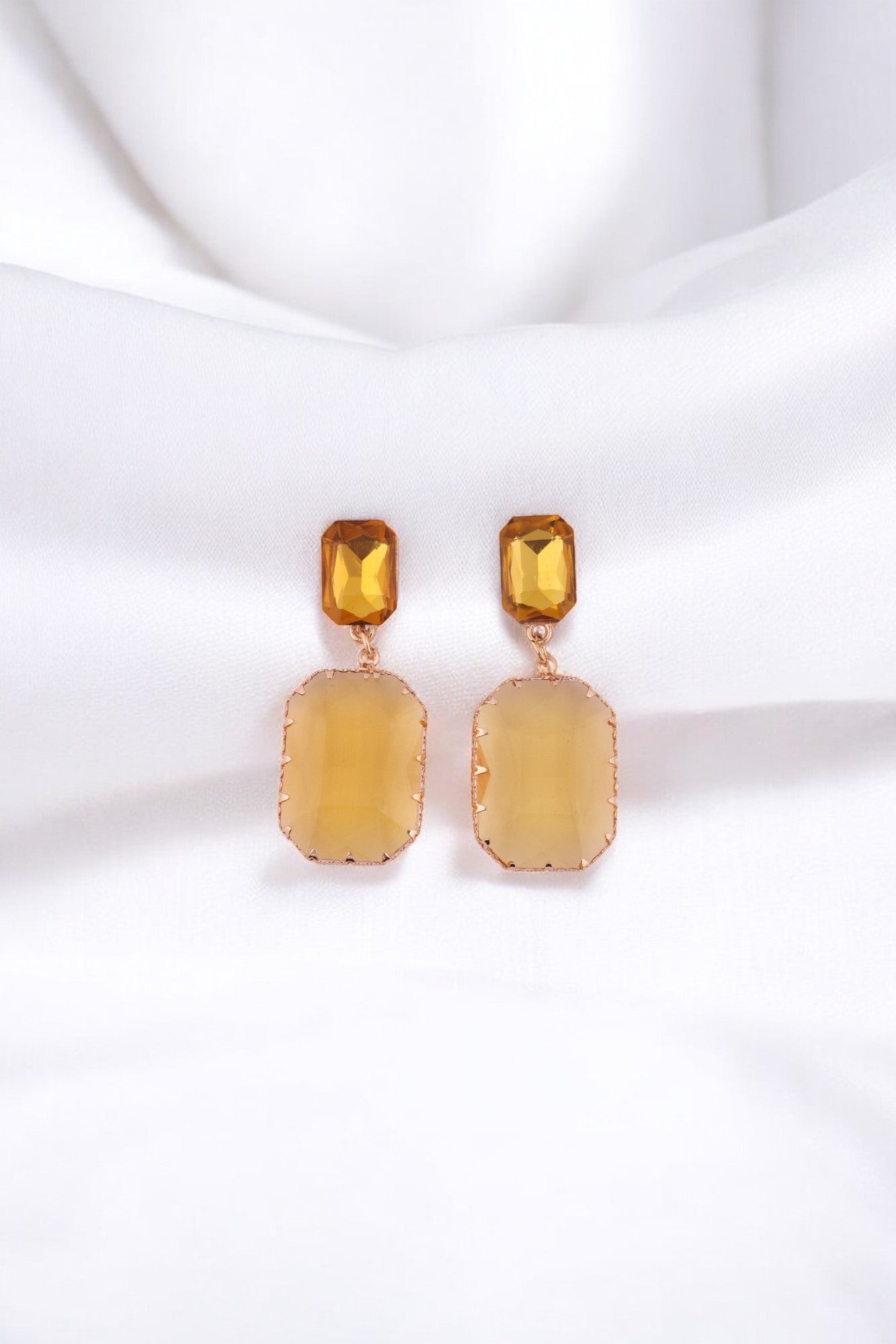 Elegant Yellow-Toned Statement Earrings - Amulya Gems