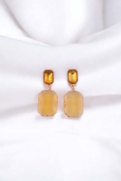Elegant Yellow-Toned Statement Earrings - Amulya Gems