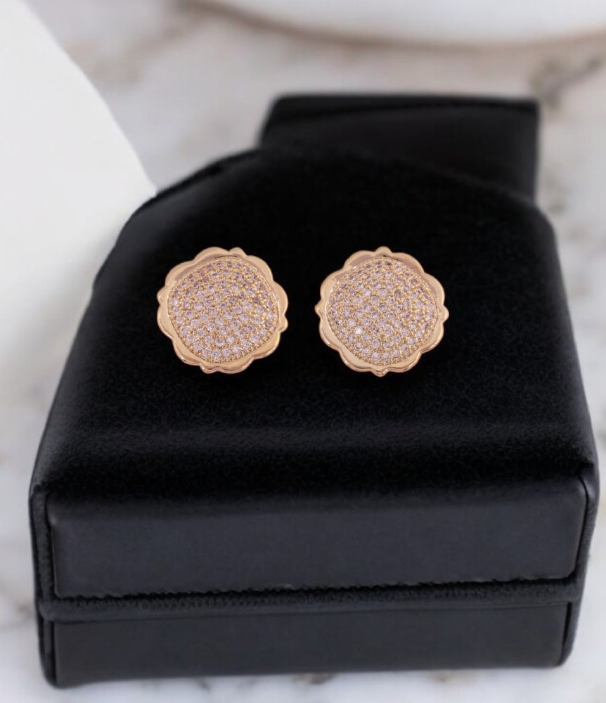 Elegant Gold-Plated Floral Stud Earrings
