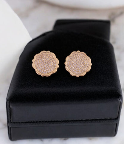 Elegant Gold-Plated Floral Stud Earrings