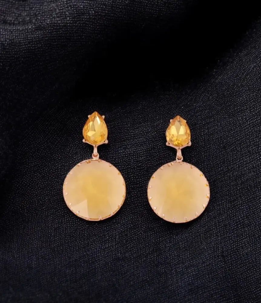 Sunny Yellow Statement Drop Earrings with Teardrop Top