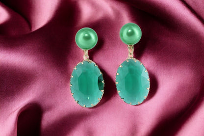 Emerald Elegance Pearl Drop Earrings - Amulya Gems