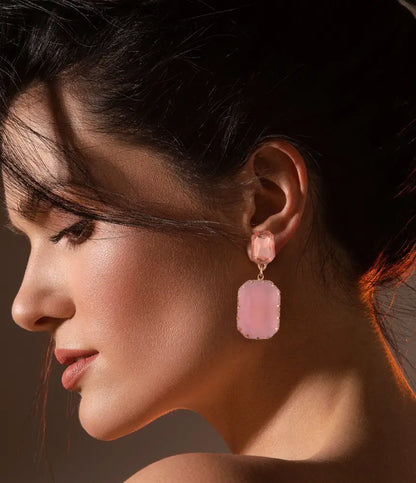 Blush Pink Gemstone Drop Earrings