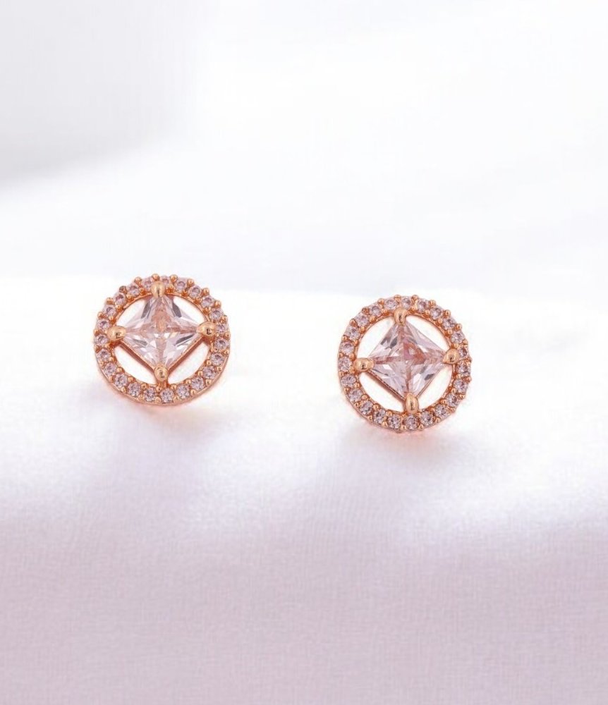 Dazzling Gold Crystal Stud Earrings