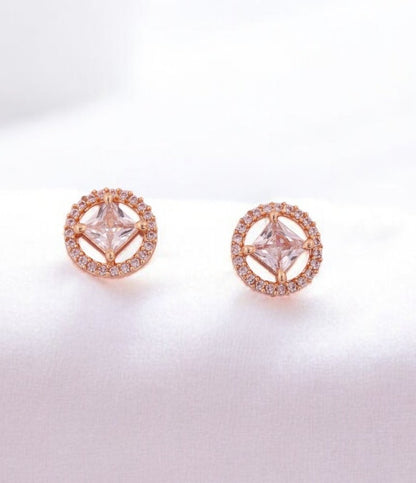 Dazzling Gold Crystal Stud Earrings