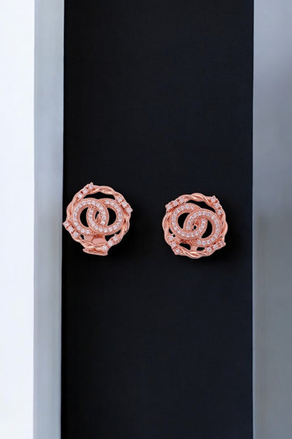 Rose Gold Twisted Glam Earrings