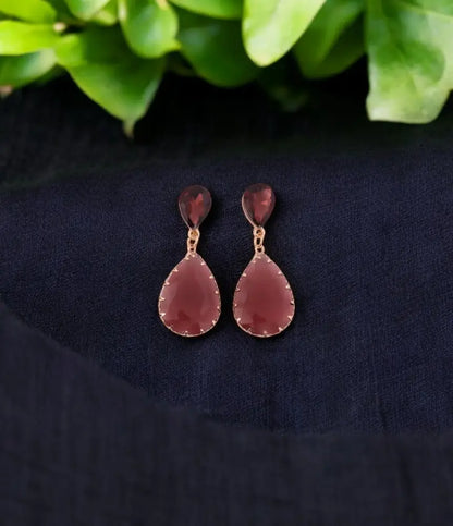 Rose Gold Plated Garnet Drop Earrings