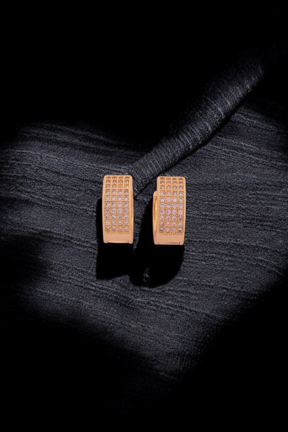 Classic Gold-Plated Diamond Studded Hoop Earrings - Amulya Gems