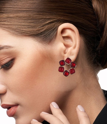 Red Radiance Stud Earrings