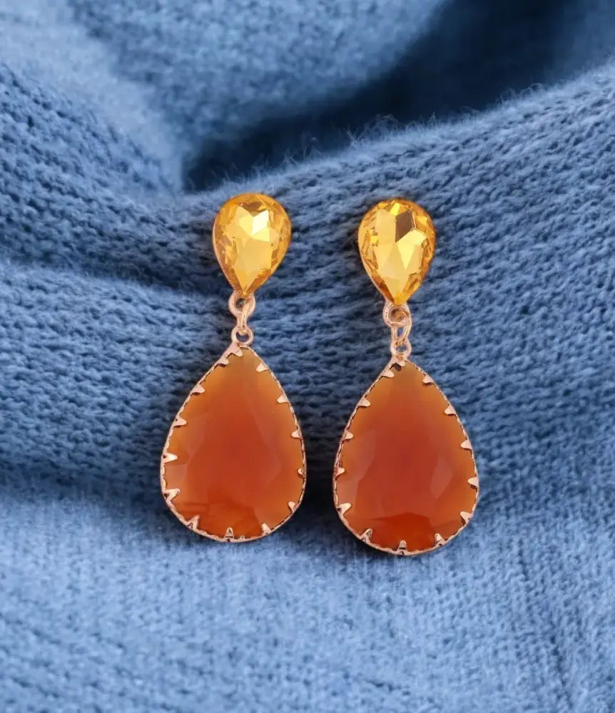 Citrine & Carnelian Drop Earrings