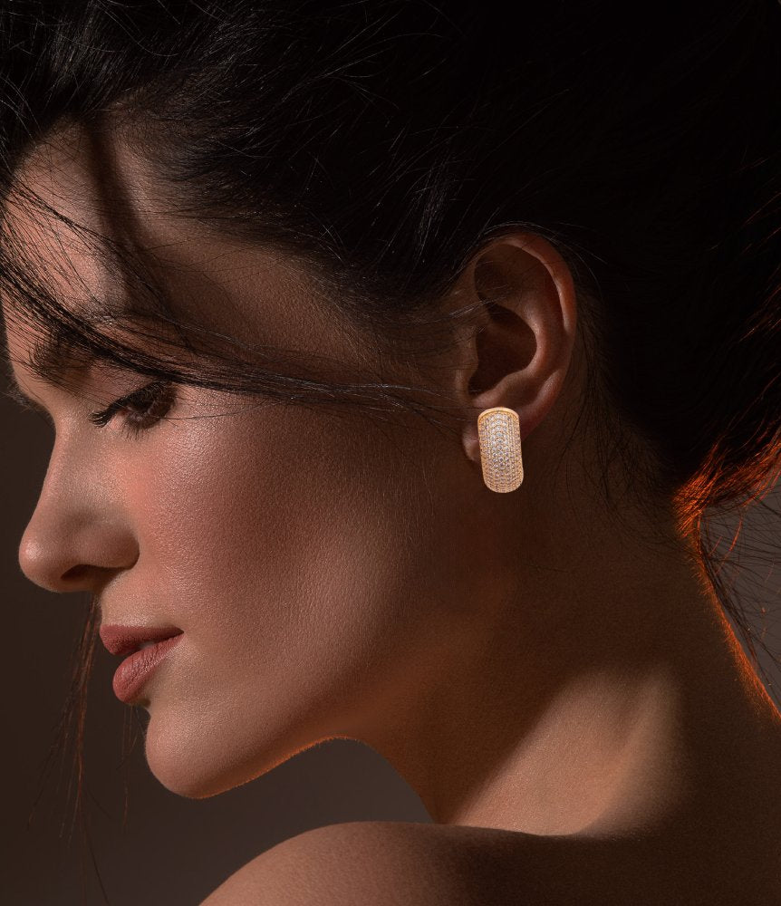 Luxurious Gold Pave Hoop Earrings