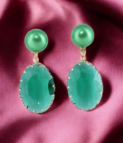 Emerald Elegance Pearl Drop Earrings