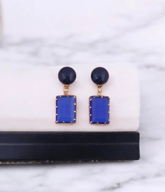 Royal Blue Elegance Peral Drop Earrings