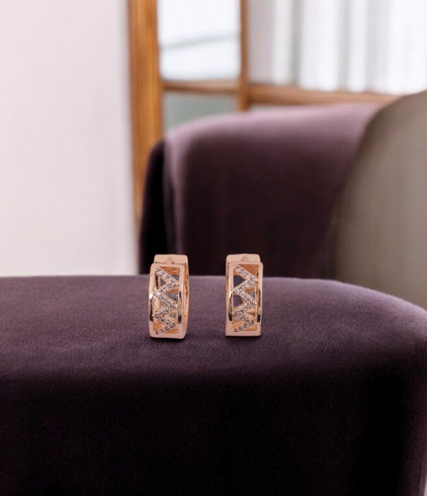 Elegant Rose Gold Plated Geometric Huggie Earrings