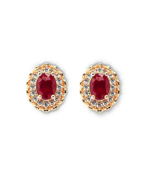 Scarlet Embrace Gold Plated Stud Earrings