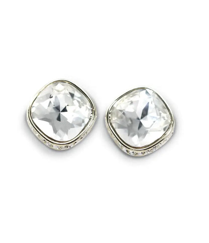 Icy Cushion Gold Plated Stud Earrings