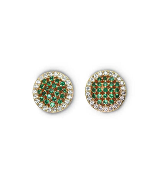 Green Glamour Gold Plated Stud Earrings