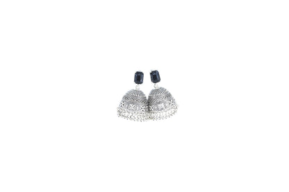 Noor Black Stone Antique Jhumka Earrings