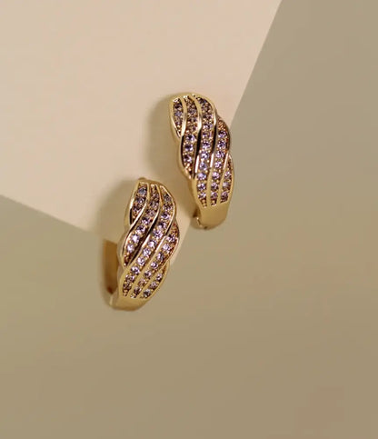 Pink Dazzle Gold Plated Hoop Earrings
