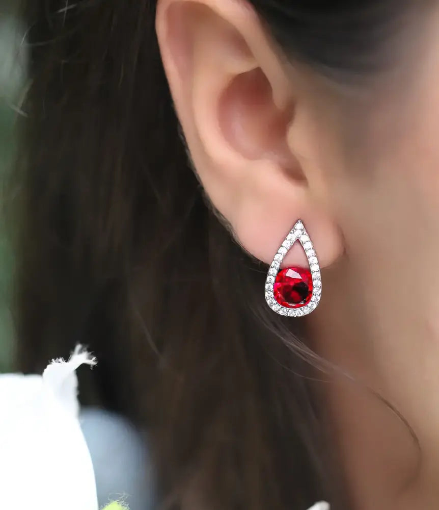 Red Dazzles Stud Earrings