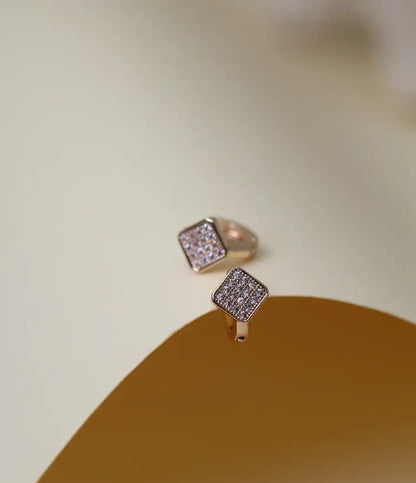 Cube Glitter Gold Plated Hoop Earrings
