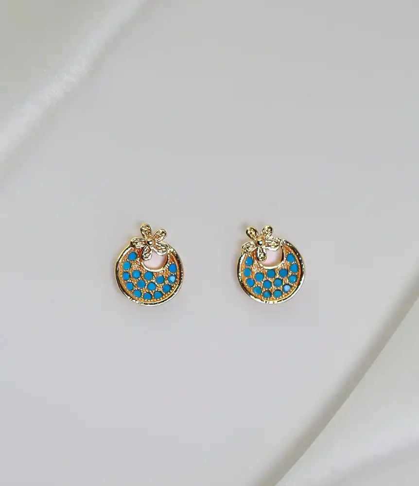 Blue Gliders Gold Plated Stud Earrings