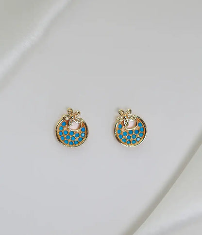 Blue Gliders Gold Plated Stud Earrings