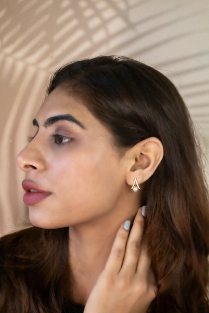 Ellen Pearl Drop Stud Earrings - Amulya Gems
