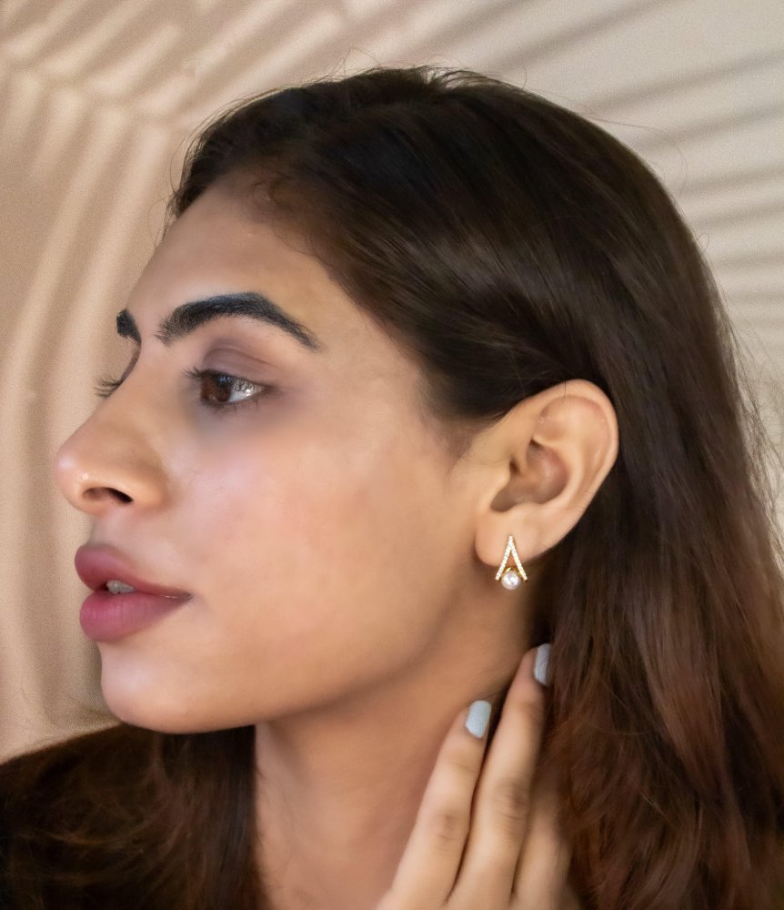 Ellen Pearl Drop Stud Earrings