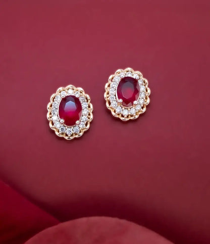 Scarlet Embrace Gold Plated Stud Earrings