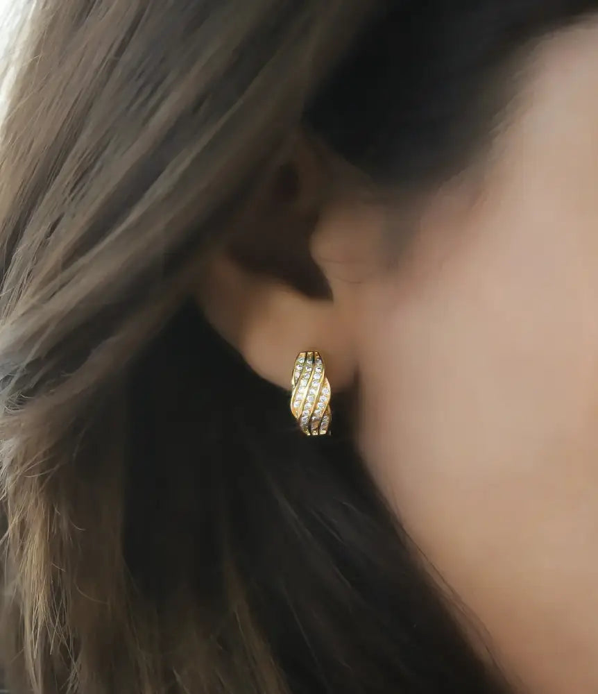 Pink Dazzle Gold Plated Hoop Earrings
