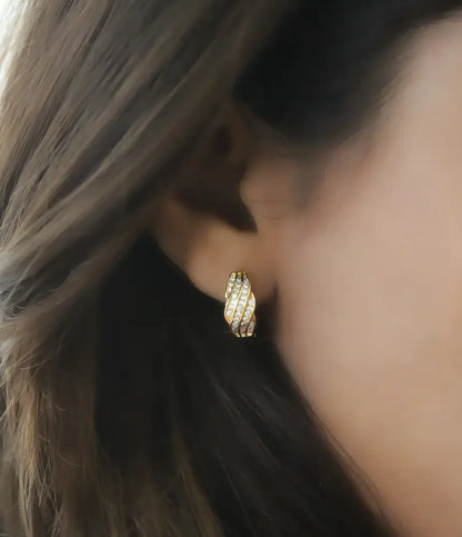 Pink Dazzle Gold Plated Hoop Earrings