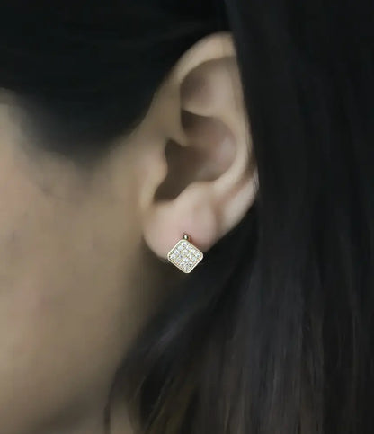 Cube Glitter Gold Plated Hoop Earrings