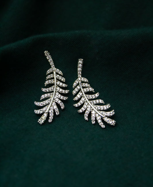 Crystal Feather Stud Earrings