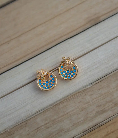 Blue Gliders Gold Plated Stud Earrings