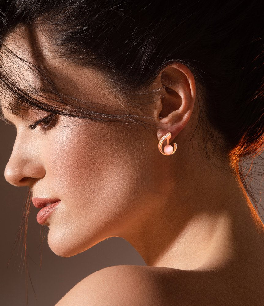 Luxe Curve Pearl Drop Earrings