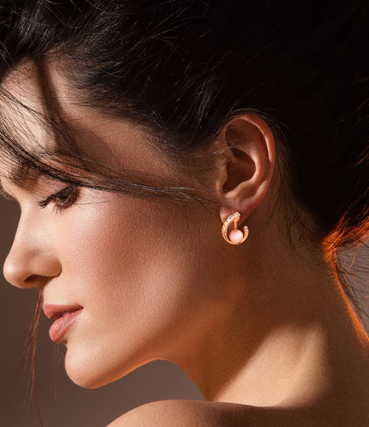 Luxe Curve Pearl Drop Earrings