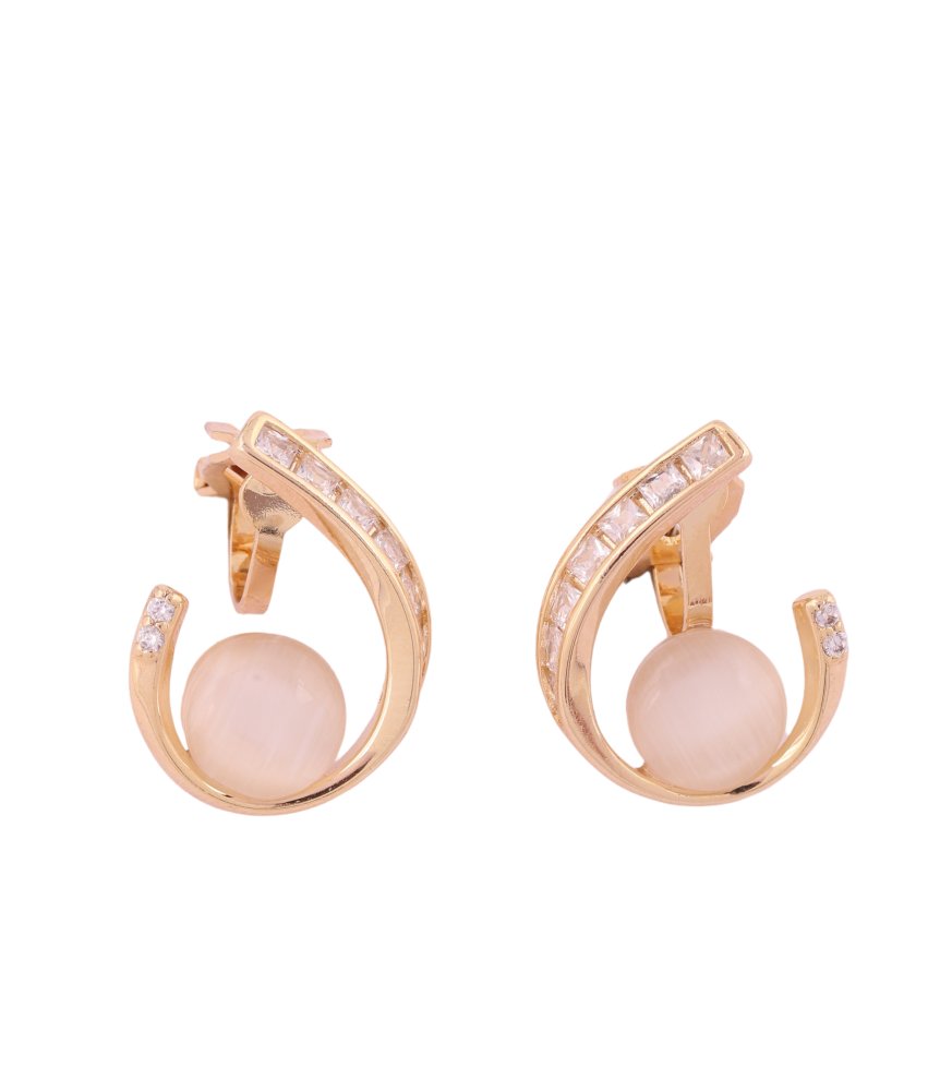 Luxe Curve Pearl Drop Earrings