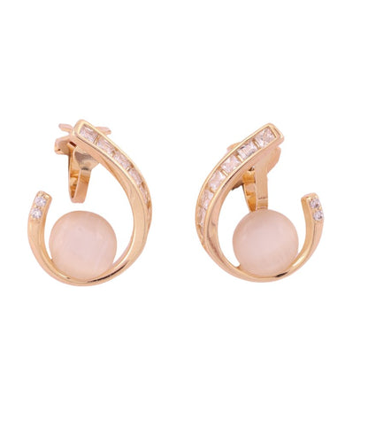Luxe Curve Pearl Drop Earrings