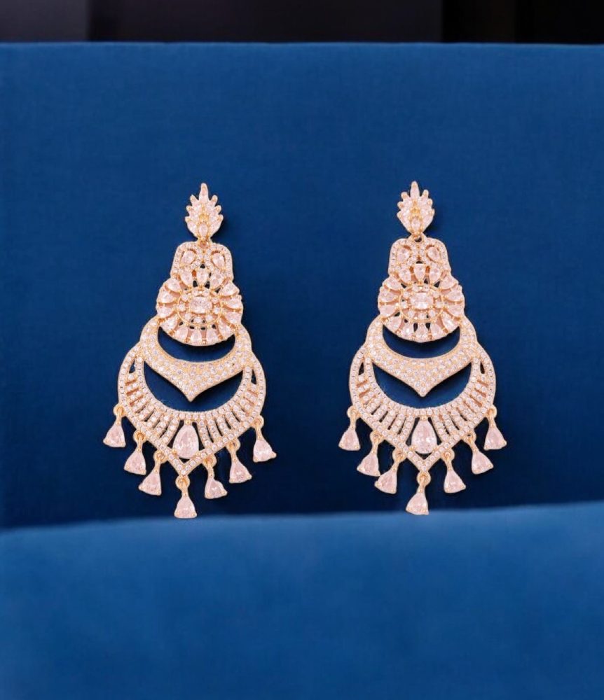 Opulent Rose Gold Chandbali Earrings