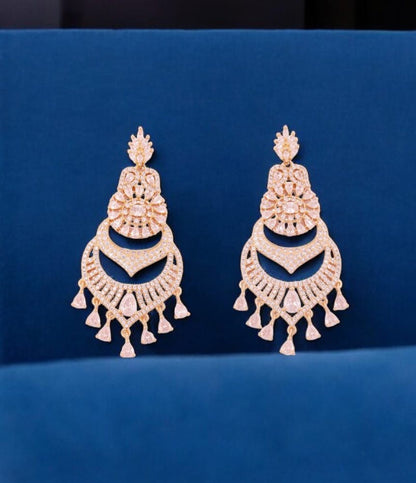 Opulent Rose Gold Chandbali Earrings